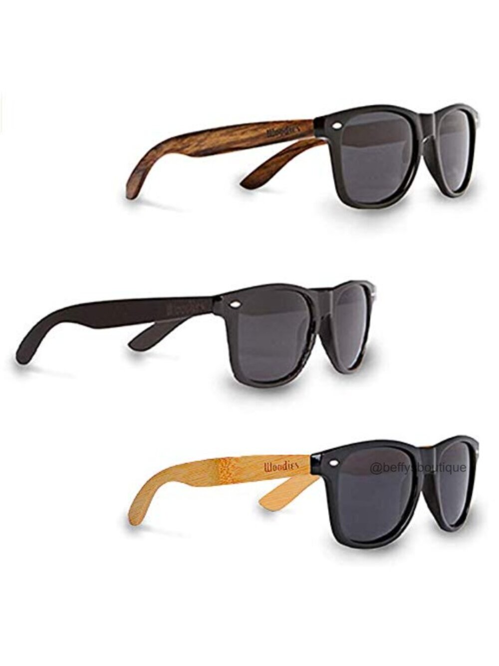 Woodies 3-Pack Polarized Wood Sunglasses Set with Cases, Cloths & Picks